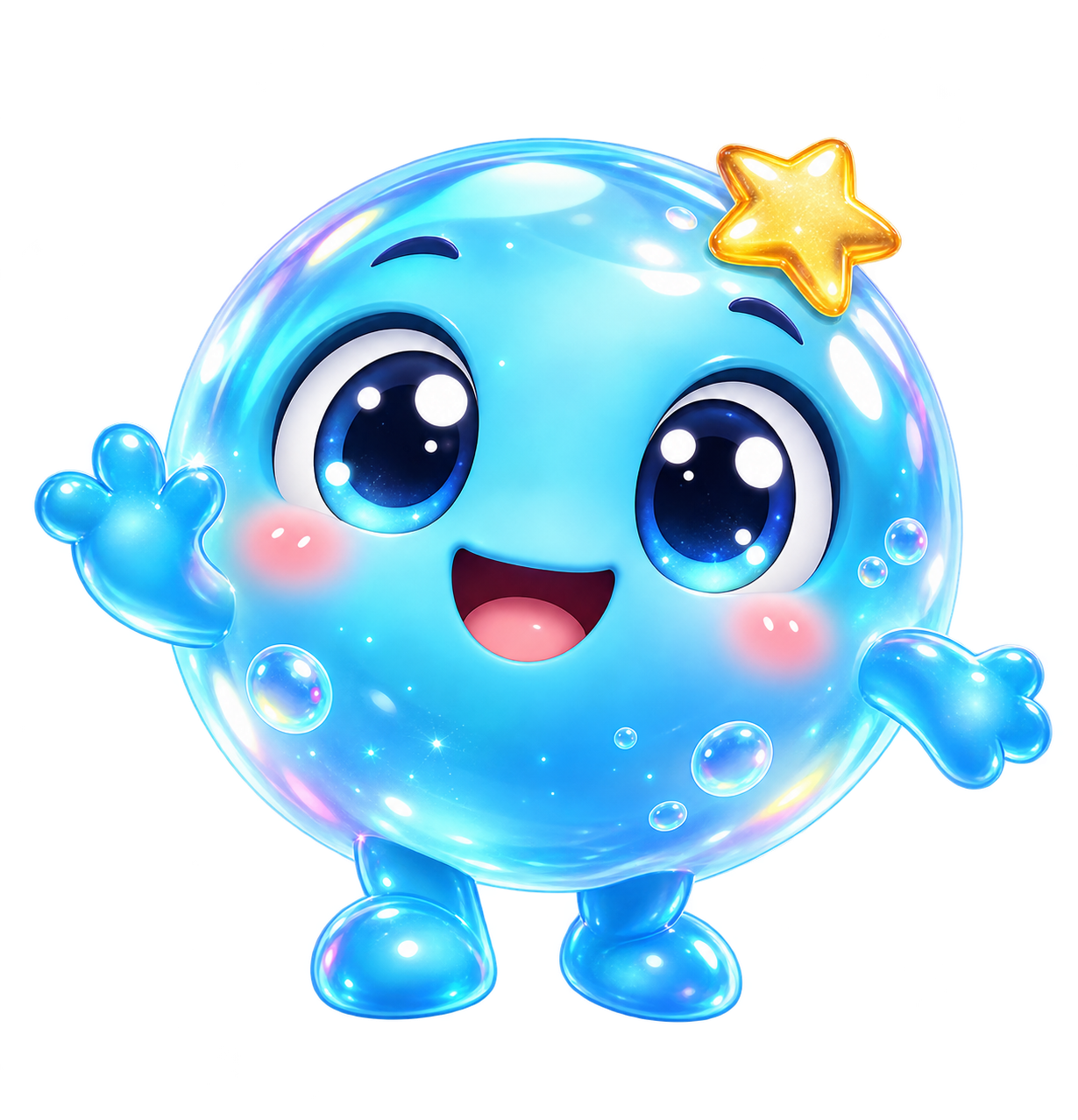 Lumi, um amiguinho azul sorridente